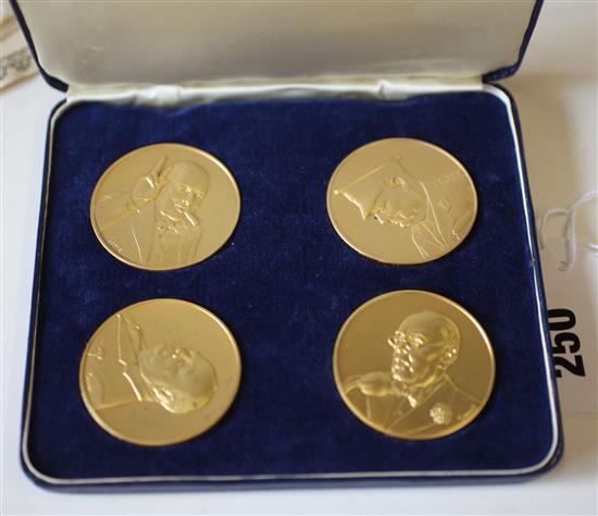 Cased set of four silver gilt Churchill medals